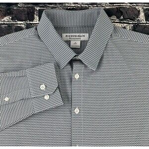 Mizzen Main Leeward Dress Shirt Dark Navy White Geometric Performance Men’s M